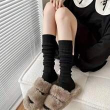 3pcs Women's Autumn Winter Solid Color, Striped, Simplex Design Thick Warm Socks, Casual Knee High Socks - Multicolor - View 6