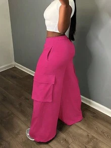 Quần nỉ thể thao rộng rãi, thoải mái, đa năng cho việc đi lại hàng ngày, ngoài trời, thể thao, mùa tốt nghiệp, trở lại trường, mọi mùa - Màu Hồng Tươi - Xem 1