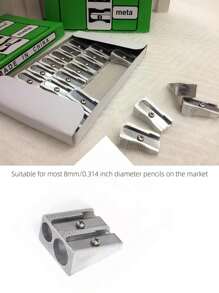Metal Durable Pencil Sharpener For Triangular Thick Pencils And Normal Pencils, Double Hole Zinc Alloy