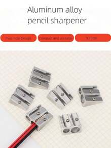 Metal Durable Pencil Sharpener For Triangular Thick Pencils And Normal Pencils, Double Hole Zinc Alloy
