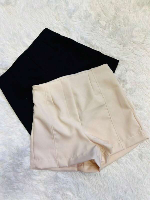H MODA KIT DE 2 PEÇA Short alfaiataria feminina com ziper por lado