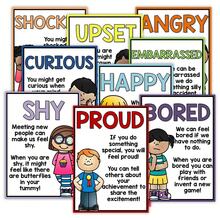 Children's Emotional Cognition Poster, English Emotional Vocabulary Enlightenment A4 Poster, Preschool Social Emotional Learning Tool, Emotional Management Cognition Poster, Children's Psychological Emotional Enlightenment Learning Cards