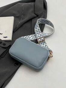 简约纯色斜挎包，时尚 PU 单肩包，女士休闲手提包，带手机电子钱包