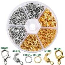 340 件/盒珠宝制作套件，包括龙虾扣、开口跳环、盘绕珠子和 DIY 手链、项链工具箱