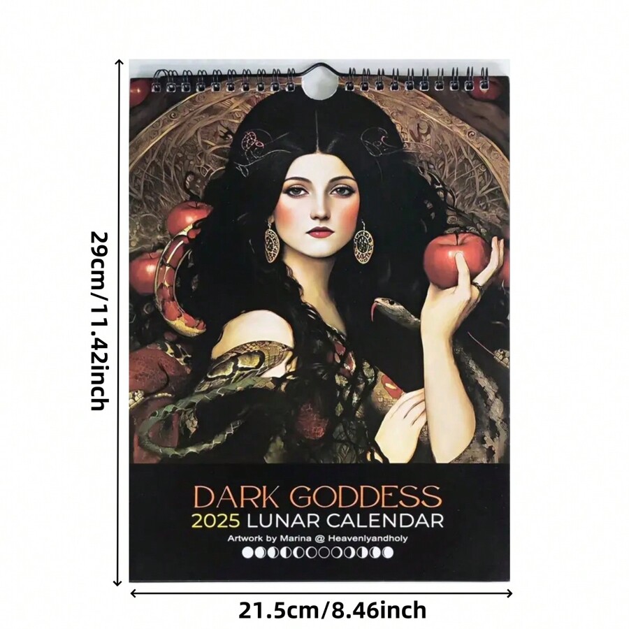 Dark Goddess 2025 Moon Lunar Calendar Witchy Greek Mythology Wall Art