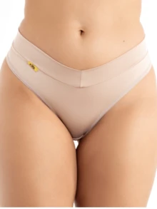 Women's Double G-String Thong Panties Mid-Rise Microfiber Lingerie Beautiful And Comfortable S To XL - 米色 - 查看 1