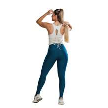 Women's Leggings UV50+ Compression Polyamide Cold Mesh Shaping High Waist Versatile Foot - 水鴨藍 - 查看 3