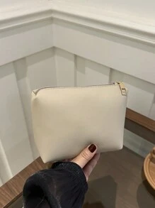 Modischer, minimalistischer einfarbiger Ledermake-up-Beutel aus weichem Leder mit großer Kapazität, Geldbörse, Kreditkartenhalter, faltbarer kompakter Reise-Organizer, wasserdichte Kulturtasche, ausgezeichnete Qualität, kleine Tasche, Schulmaterialien, Reisenotwendigkeiten, Make-up-Tasche, Urlaubsartikel, Schulanfang, Kosmetiktasche, Make-up-Beutel, Make-up-Etui, Beauty, Homecoming, Make-up-Organizer, Make-up-Aufbewahrung - Aprikosenfarben - Übersicht 4