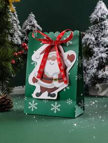 2/5pcs Christmas Paper Bags Creative Bow Snowflake Gift Bags, Baked Biscuit Food Bags, Cute Christmas Gift Bags, For Parties, Weddings, Holiday Gift Bags - Multicolor - View 17