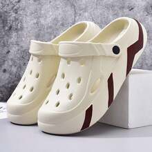 情侣凉鞋男士夏季户外一脚蹬镂空厚底防滑透气沙滩鞋 - 卡其色 - 查看 3