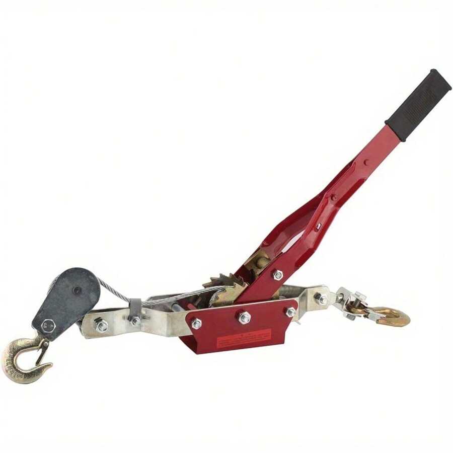 4 Tons Hand Winch Double Hook Manual Wire Rope Winch Wire Rope Ratchet Marine Puller Tool For Caravan Boat Vessels Ships Trailer For Heavy Handling - Red - View 1