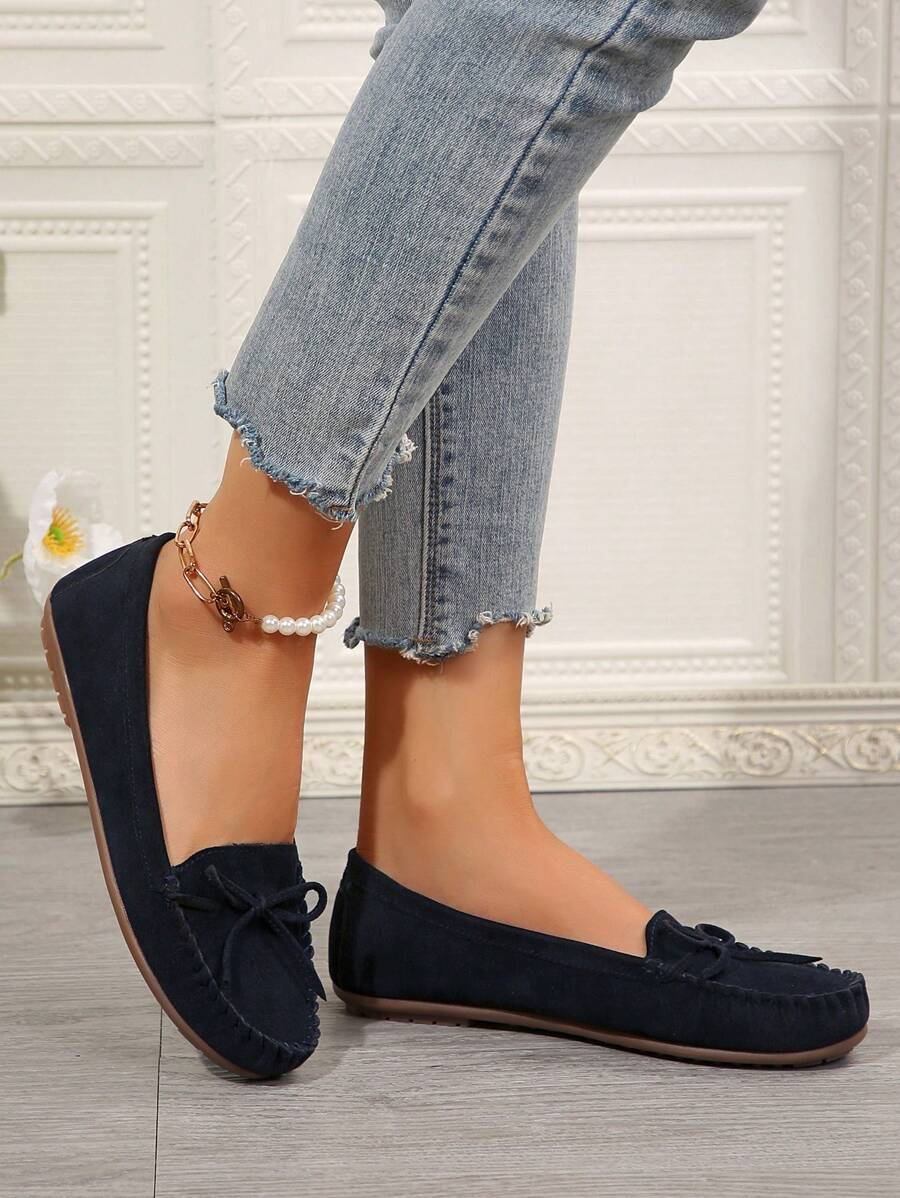 2025 Autumn Women's Black Suede Summer Beach Casual Slip-On Loafers, Fashionable New Lightweight Breathable Comfortable Soft Bottom Casual Shoes For Outdoor And Resort