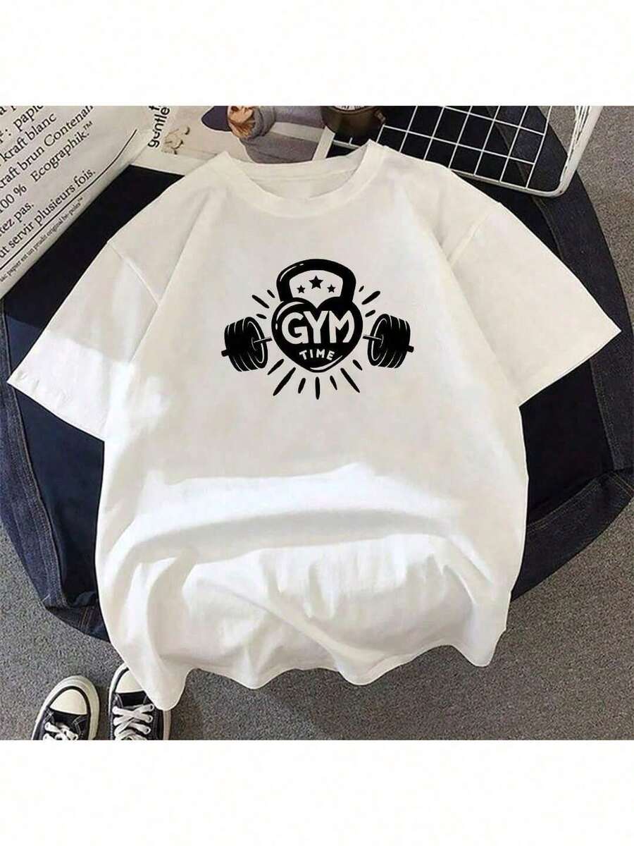 T-Shirt GYM T-Shirt Training Time Drama Series Fashion Inspiration Various Colors Yarn 30.1 100% Cotton - 白色 - 查看 1