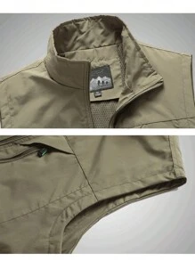Summer Workout Men's Vest Outerwear Zip Up Sleeveless Quick Dry Fishing Vests Outdoor Casual Multi Pocket Jacket