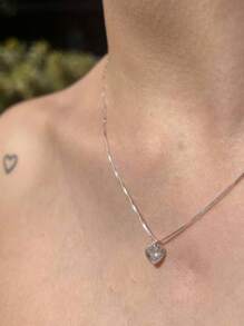 Colar corrente Prata 925 ponto de luz coração