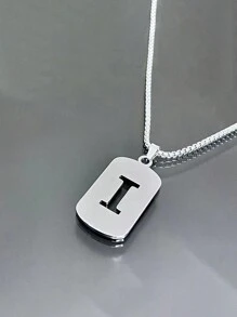 1st Heren Roestvrijstalen Trendy Ketting - 26 Holle Initialen, Elegante Letter Hanger Ketting, Kleurvast, Geschikt Voor Casual Wear En Truikettingen
