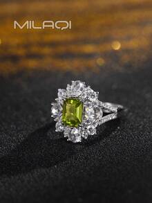 1 chiếc nhẫn bạc Sterling 925 đính đá quý tự nhiên - Garnet, Topaz, Olivine, đính toàn bộ Cubic Zirconia, mạ vàng 18K, quà tặng cao cấp cho phụ nữ, thích hợp cho các bữa tiệc và lễ hội - Đỏ - Xem 9