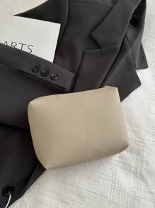 Modischer, minimalistischer einfarbiger Ledermake-up-Beutel aus weichem Leder mit großer Kapazität, Geldbörse, Kreditkartenhalter, faltbarer kompakter Reise-Organizer, wasserdichte Kulturtasche, ausgezeichnete Qualität, kleine Tasche, Schulmaterialien, Reisenotwendigkeiten, Make-up-Tasche, Urlaubsartikel, Schulanfang, Kosmetiktasche, Make-up-Beutel, Make-up-Etui, Beauty, Homecoming, Make-up-Organizer, Make-up-Aufbewahrung - Aprikosenfarben - Übersicht 8