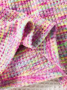 Young Girls Rainbow Color Knit Dress With Pouch Long Sleeve, Soft And Comfortable, Ages 4-7, Autumn Winter New Arrival