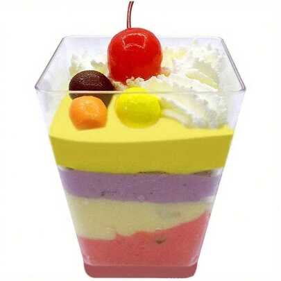 50Pcs Dessert Cups 2oz/60ml Plastic Dessert Pots Cube Cheesecake Pots Mini Square Dessert Cups Reusable Clear Dessert Pot For Desserts Pudding Mousse Party