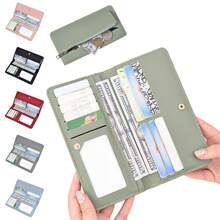 A Long Wallet, RFID Anti-Theft Brush, Solid Color PU Credit Card Bag, Women's Wallet, Long Wallet, Suitable For Both Men And Women, Reusable Cash Carrying Bag, Suitable For Daily Use, Perfect For Gift Giving, Buckle Closure, Credit Card ID Storage Bag - 彩色 - 查看 1
