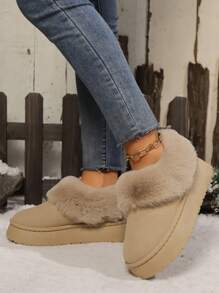Women's Latest Fashion Casual Slip-On Warm Thermal Lined Anti-Slip Plus Size Snow Boots
