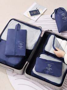 Waterproof Travel Luggage Suitcase Organizer Kit With 7 Toiletry Bags - 藏蓝色 - 查看 1
