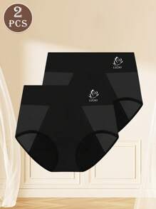 2pcs Plus Size Women's Period Underwear Triangle Physiological Underpants, Leak-Proof, Moisture-Wicking, Sweat-Proof, Breathable Mesh Holes