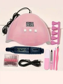 Kit de herramientas profesionales para arte de uñas, incluye taladro eléctrico para uñas, lámpara UV/LED de 54W, adecuado para principiantes - Multicolor - Ver 1