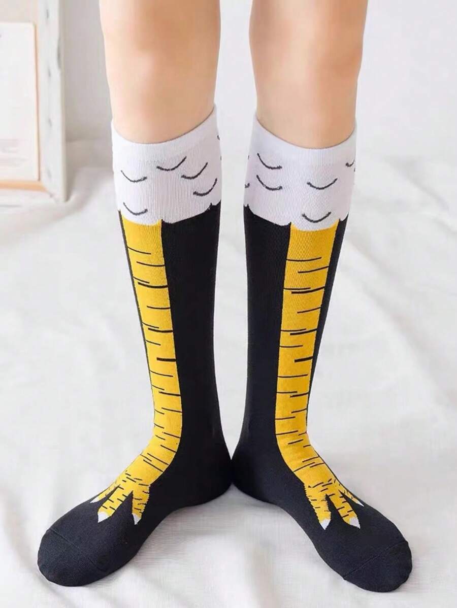 1 Đôi Tất Móng Vuốt Gà Ngộ nghĩnh Dành Cho Nữ, Halloween Mới Lạ Đà Điểu Chân Bịt Miệng Tất Dành Cho Nam, thiết Kế Chân Thon Gọn - Đen và trắng - Xem 1