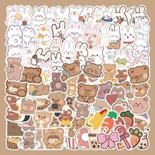 90 szt. Słodkie naklejki z misiem i królikiem, odpowiednie do dekoracji deskorolki, komputera, biurka, DIY