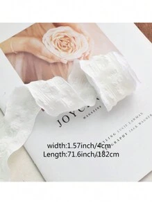 1 pieza Cinta a cuadros con volantes, cinta de satén a cuadros elegante, cinta de tul con flores para ramos, cinta decorativa para lazos - Multicolor - Ver 3