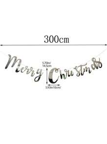 1pc Feliz Natal Banner, Festa Tema Decoração Bandeira - Prata - Ver 2