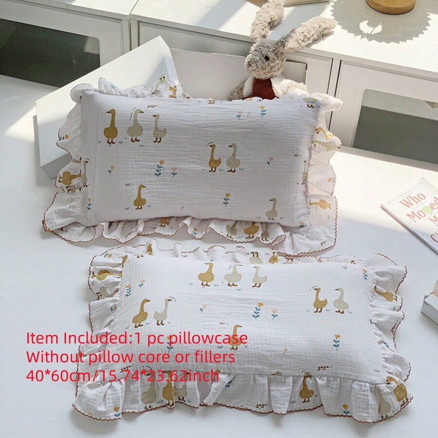 1pc New Simple Cute French Floral Lace Envelope Pillow Case, Ruffle