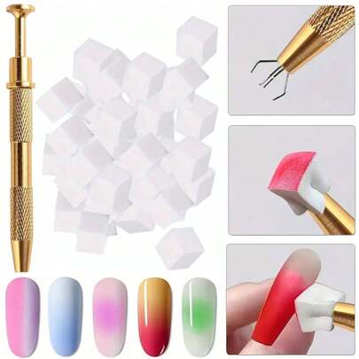 美甲海绵金属抓取器迷你可替换美甲海绵块适用于渐变色美甲海绵美甲工具美甲用品美甲配件