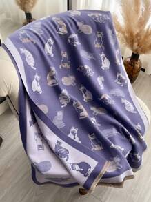 1 件仿羊绒可爱猫咪图案提花保暖围巾，女士秋冬时尚配饰 - 彩色 - 查看 8