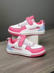 1 双儿童运动鞋,彩色块滑板鞋,带钩环带的休闲运动训练鞋,适合男孩和女孩的易穿低帮透气户外鞋,尺码 8-14 岁 - 玫紅色 - 查看 3