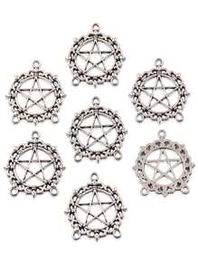 10pcs/Pack 24*27mm Alloy DIY Jewelry Accessories, Hollow Round Pentagram Multi-Hole Connector, Fashionable Holiday Gift
