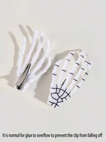 8pcs Halloween Ghost Hand Hair Clips, Dark Punk Exaggerated Hair Accessories, Skeleton Hand Hair Clips, For Halloween Party