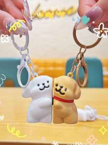 2 件女士可爱卡通狗树脂磁性钥匙扣，情侣钥匙扣带小吊坠，适合携带毛绒娃娃钥匙扣套装作为礼物 - 彩色 - 查看 9