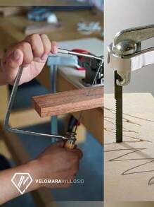 Arco Calador Kit De 5 Seguetas Para Calar Metal Madera Herramienta Manual Carpintero - Café integral - Ver 2