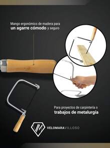 Arco Calador Kit De 5 Seguetas Para Calar Metal Madera Herramienta Manual Carpintero - Café integral - Ver 7
