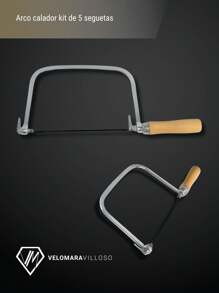 Arco Calador Kit De 5 Seguetas Para Calar Metal Madera Herramienta Manual Carpintero - Café integral - Ver 3