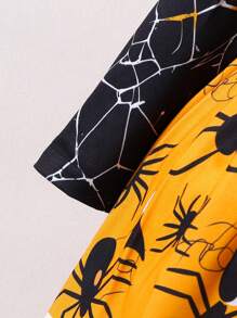 Young Girl Cobweb Cap Sleeve Halloween Party Dress
