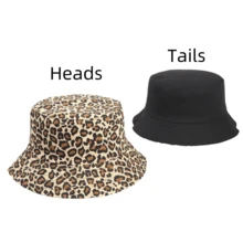 1 件女士双面豹纹渔夫帽，百搭休闲时尚韩版复古美学帽子冬季帽子 - 彩色 - 查看 3