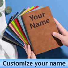 Customizable Soft-Touch Personalized Notebooks, Customizable Notebook Name, Phone Number, Exercise Books, Memo Pads, Meeting Notebooks, Soft-Leather Notebooks, Customizable Meeting Notebooks, A5 Notebooks, Diaries, Gifts, Birthday Gifts, Christmas Gifts Back To School Multi-Functional,Ornamental,Engraved Colorful,Vintage,Contracted Royal Blue,Burgundy Red,Green,Hot Pink Custom,Unique,Customized Personalized Wedding Gifts,Personalized Gifts For Women/Men,Personalized Notepads Ideal Gifts For Him Her,Boyfriend,Girlfriend,Family,Friends,Children,Students,Clients,Workers For Anniversaries,For Birthdays,For Graduation,For Weddings,For School,For Business/Work/Office - Skin-feel Soft Cover Notebook With Customized Name - View 3