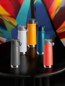 Flip Straw Thermal Bottle 650ml Spout Handle - 黃色 - 查看 2