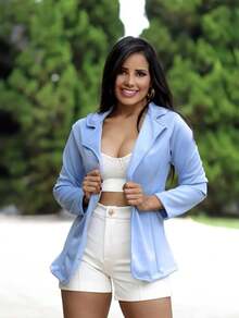 Neoprene Basic Dress Blazer - Màu xanh lam - Xem 1