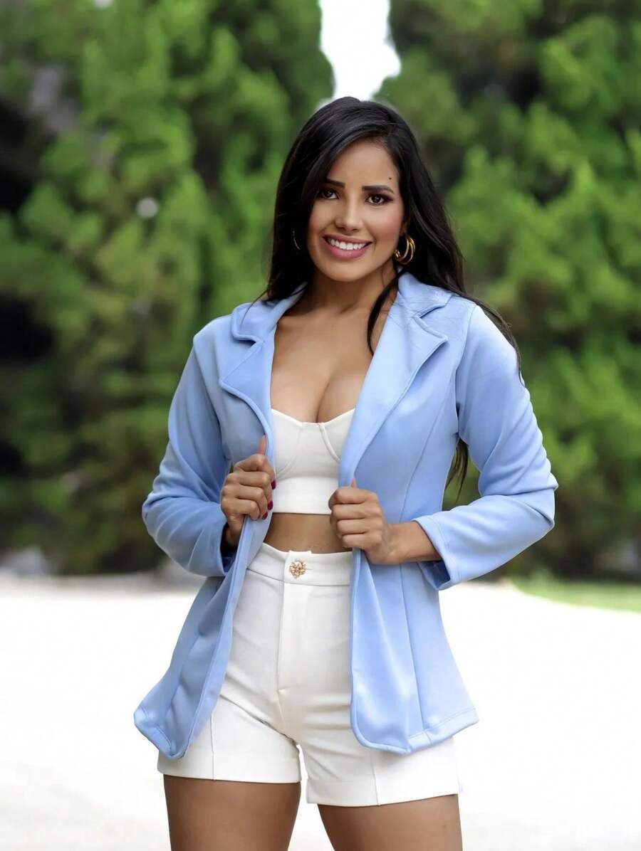 Neoprene Basic Dress Blazer - Màu xanh lam - Xem 1