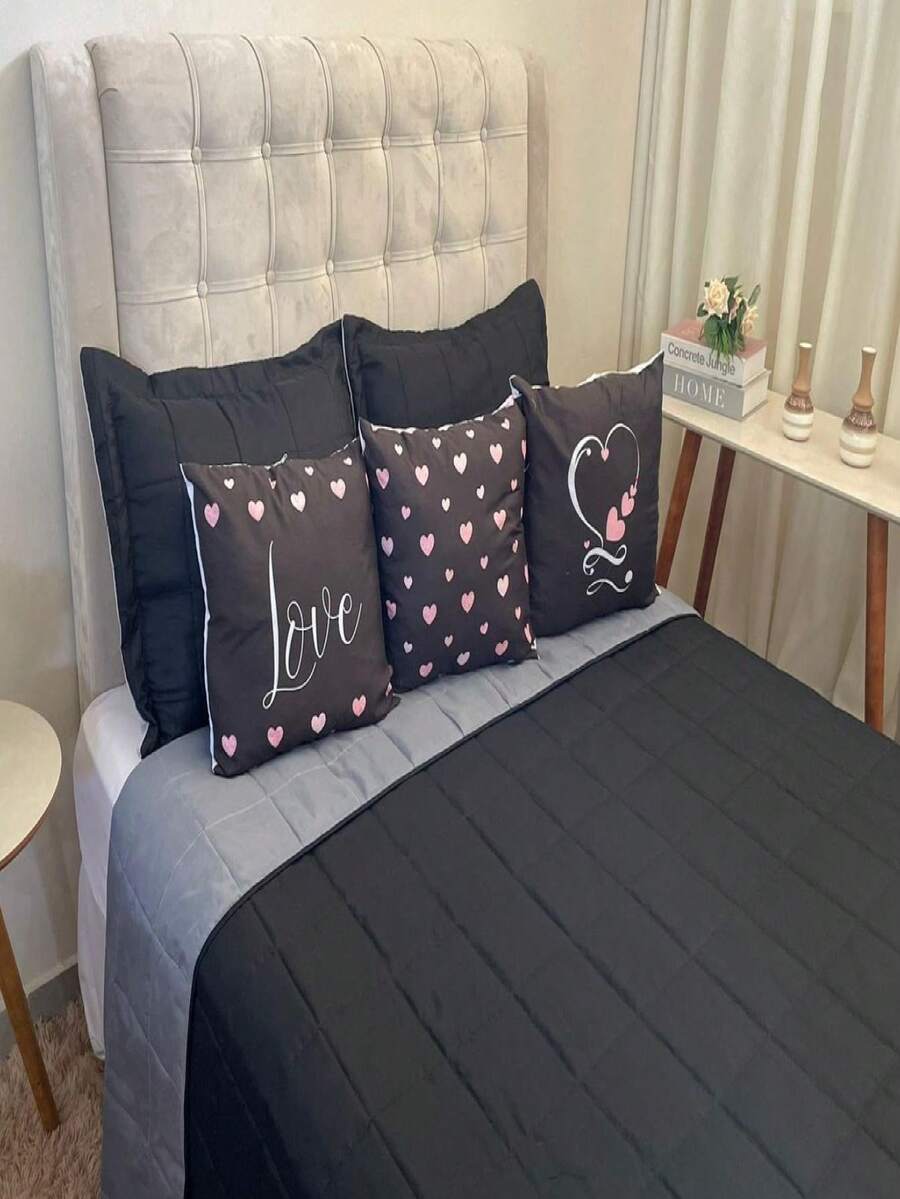 Double-Sided King Size Bedspread, 6-Piece Kit, Lucy, 2.90mx2.50m - 黑色 - 查看 1